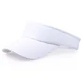 Classic white sun visor hat for kids with curved brim shown from a 45-degree side angle - S / White