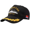 Schwarze Baumwoll-Baseballkappe mit Harbin DDG-112 Stickerei und goldenen Lorbeerblättern - Größe L(58-60cm) / Harbin Schiff Stil (Neu)