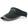 Sporty black sun visor with olive green edge and Modern British print logo - Black