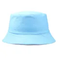 Klassischer himmelblauer Anglerhut aus Baumwolle mit flachem Oberteil und abgesteppter Krempe - M / Himmelblau