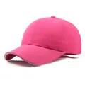 Klassische rosa Baumwoll-Baseballkappe mit Sechs-Panel-Design und Kontrastkante - Verstellbar / Fuchsia