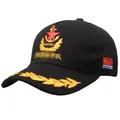 Schwarze Baumwoll-Baseballkappe mit goldener Militärstickerei, Stern- und Ankermotiven - Größe L(58-60cm) / U-Boot-Truppe Stil