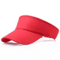 Klassisches rotes Baumwoll-Sonnenvisier mit gebogener Krempe für Outdoor-Sport und Golf - L(58-60cm) / Rot