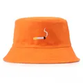 Classic bright orange cotton bucket hat featuring unique cigarette embroidery detail - One Size(56-58cm) / Orange