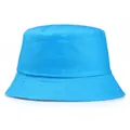 Klassischer hellblauer Fischerhut aus Baumwolle mit Ziernähten und dunkelgrauem Futter - M / Seeblau