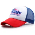 Make America Great Again mesh truck hat with red visor and blue star pattern - Blue With Red