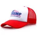 Red and white Trump Make America Great Again mesh trucker hat for sun protection - Red