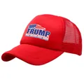 Red Make America Great Again Trump trucker hat with American flag and mesh back - Red