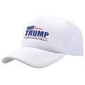 White Trucker Hat featuring Trump Make America Great Again slogan and US flag design - White