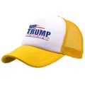 Yellow trucker hat with Trump Make America Great Again print and mesh back - Yellow