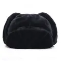 Bonnet aviateur noir en fausse fourrure épaisse avec cache-oreilles pour l'hiver - Taille unique / Peluche Noire (Style à Boucle)