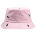 Sombrero de pescador reversible de algodón rosa con bordado de cactus para el sol - Rosa