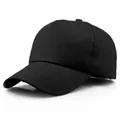 Klassische einfarbige schwarze Baumwoll-Baseballkappe mit verstellbarem Riemen - Einheitsgröße / Schwarz