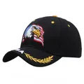 Gorra de béisbol negra con bordado de águila y bandera de EE. UU. y detalles oro - Negro Águila Trigo