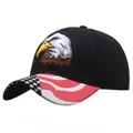 Gorra de béisbol negra con águila bordada y bandera de EE. UU. en la visera - Negro Águila Bandera