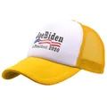 Gelbe und weiße Mesh Trucker Kappe mit Joe Biden 2020 Wahllogo und US Flaggen Design - Einheitsgröße / Gelb
