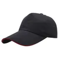 Schwarze Baseballkappe für große Köpfe mit verlängerter Krempe und rotem Randstreifen - Schwarz (Rote Sandwich-Krempe)