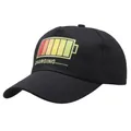 Schwarze Baumwoll-Baseballkappe mit buntem Batterie-Ladesymbol und Schriftzug - M (Erwachsene 56-58cm) / Schwarzer Baseballhelm