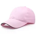 Klassische hellrosa Baumwoll-Baseballkappe mit gebogenem Schirm und schwarzem Akzent - L (58-60cm) / Rosa