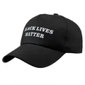 Schwarze Baumwoll-Baseballkappe mit weißem Black Lives Matter-Druck und Verschluss - Schwarz Baumwolle Ohne Schicht Bedruckt 6
