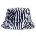 Cappello da pescatore zebrato da donna con tesa rinforzata per protezione solare chic - M (Taglia Unica) / Zebra Bianco e Nero (Reversibile Nero)