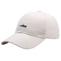 Gorra de béisbol de algodón blanco roto con bordado minimalista de ballena azul en el frente - Talla única para adultos (Ajustable) / Beige