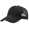 Gorra trucker clásica negra de 5 paneles con rejilla transpirable y frontal de algodón - Grande / Negro