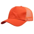 Bright orange five-panel trucker hat with breathable mesh back and solid cotton front - Large / Orange