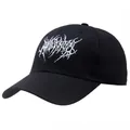 Gorra de béisbol negra estilo gothic punk con bordado blanco artístico y visera curva - L(58-60cm) / Negro