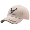 Beige U.S. Air Force baseballpet met hoogwaardig borduursel onder een hoek van 45 graden - Eén maat / Khaki