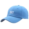 Berretto da baseball in cotone azzurro con ricamo 1987 e design classico a sei pannelli - Taglia Unica(Regolabile) / Blu