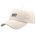Klassische beige Baumwoll-Baseballkappe mit schwarzer 1987 Stickerei im Retro-Sportstil - Einheitsgröße(Einstellbar) / 1987 Zahlen-Stil / Beige