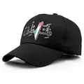 Schwarze Baumwoll-Baseballkappe mit Palästina-Karte und arabischer Kalligrafie - Einheitsgröße / Schwarz