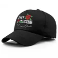 Casquette de baseball noire en coton avec slogan Free Palestine et motif rose rouge - Taille unique adulte (58 cm réglable) / Noir