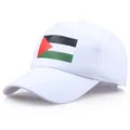 Weiße Baumwoll-Baseballkappe mit Palästina-Flaggenaufdruck und gebogener Krempe für Damen - Einheitsgröße(Einstellbar) / Weiß