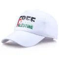 Casquette de baseball blanche avec slogan Free Palestine et couleurs du drapeau palestinien - Taille unique adulte (58 cm réglable) / Blanc