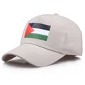 Beige Baumwoll-Baseballkappe mit palästinensischer Flagge und kurzem Schirm für Damen und Herren - Einheitsgröße(Einstellbar) / Beige