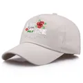 Casquette baseball beige Free Palestine avec rose rouge et graphique tricolore - Taille unique adulte (58 cm réglable) / Beige