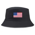 Bob classique en coton noir avec imprimé drapeau américain, chapeau de soleil décontracté - Taille Unique (56-58cm) Non réglable / Noir