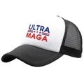 ULTRA MAGA Trucker Hat mit atmungsaktivem Mesh und verstellbarem Riemen in Schwarz-Weiß - Schwarz