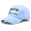 Casquette de baseball bleu clair en coton avec couleurs du drapeau Free Palestine - Taille unique adulte (58 cm réglable) / Bleu ciel