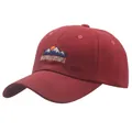 Berretto da baseball in cotone rosso scuro con ricamo di montagna su sfondo bianco - Taglia unica / Borgogna