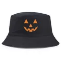 Sombrero de pescador de algodón negro con estampado naranja de calabaza de Halloween - Talla única / Negro