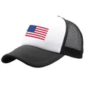 Klassischer US-Flaggen Trucker Hut mit schwarzem Mesh und weißem Frontpanel-Aufdruck - L / Schwarz