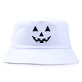 Sombrero de pescador blanco con estampado de calabaza de Halloween para hombre y mujer - Talla única / Blanco