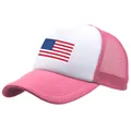 Pinke Trucker-Cap mit US-Flaggen-Aufdruck und Mesh-Rückseite für Damen und Herren - L / Rosa