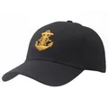 Casquette de marin noire classique avec broderie d'ancre dorée et design plat en coton doux - Taille unique adulte (58 cm réglable) / Noir (Broderie Dorée)