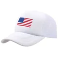 Klassische weiße Trucker-Mütze mit US-Flagge, atmungsaktivem Netz und gebogenem Schirm - L / Weiß