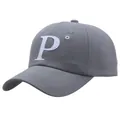 Grijze katoenen baseballpet met wit geborduurde letter P en casual gebogen zonneklep - Eén maat / Grijs