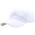 Minimalistische weiße Baumwoll-Baseballkappe mit klassischem Six-Panel-Design und Schirm - Einheitsgröße / Weiß